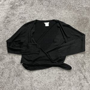 Worthington Sweater Cardigan Girls XL Black  Shiny Glitter Knot Bottom Youth